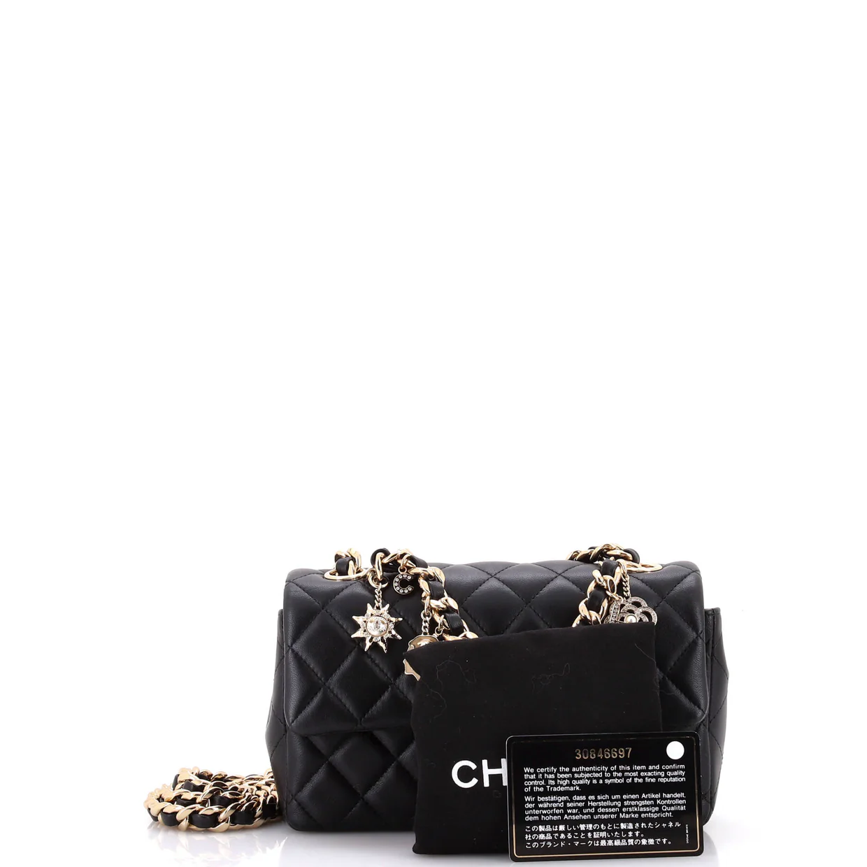 Coco Charms Classic Single Flap Bag Quilted Lambskin Mini - Deep Luxury