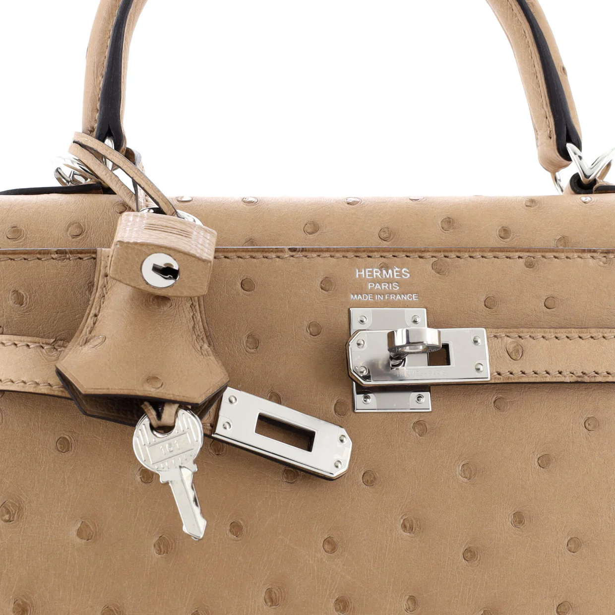 Kelly Handbag Brown Ostrich with Palladium Hardware 25 - Deep Luxury
