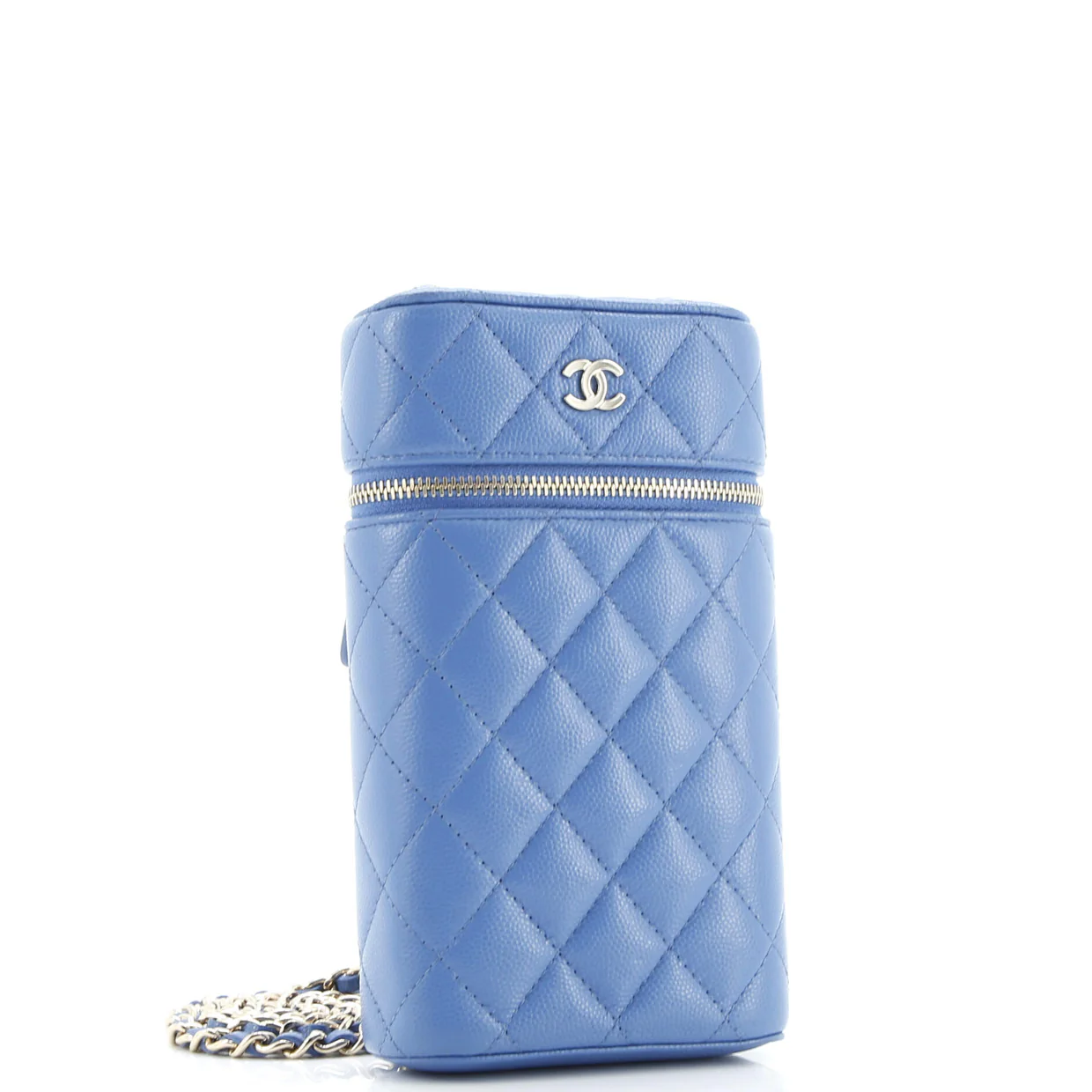 Classic Vanity Phone Holder with Chain Quilted Caviar - Deep Luxury