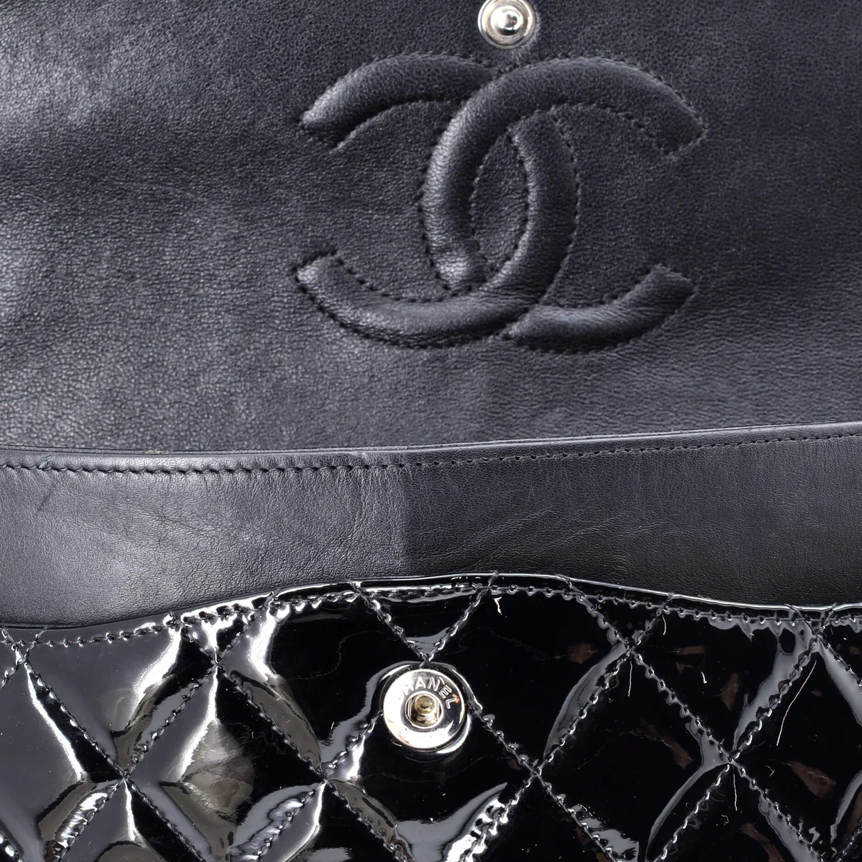 Classic Double Flap Bag Quilted Patent Medium - Deep Luxury