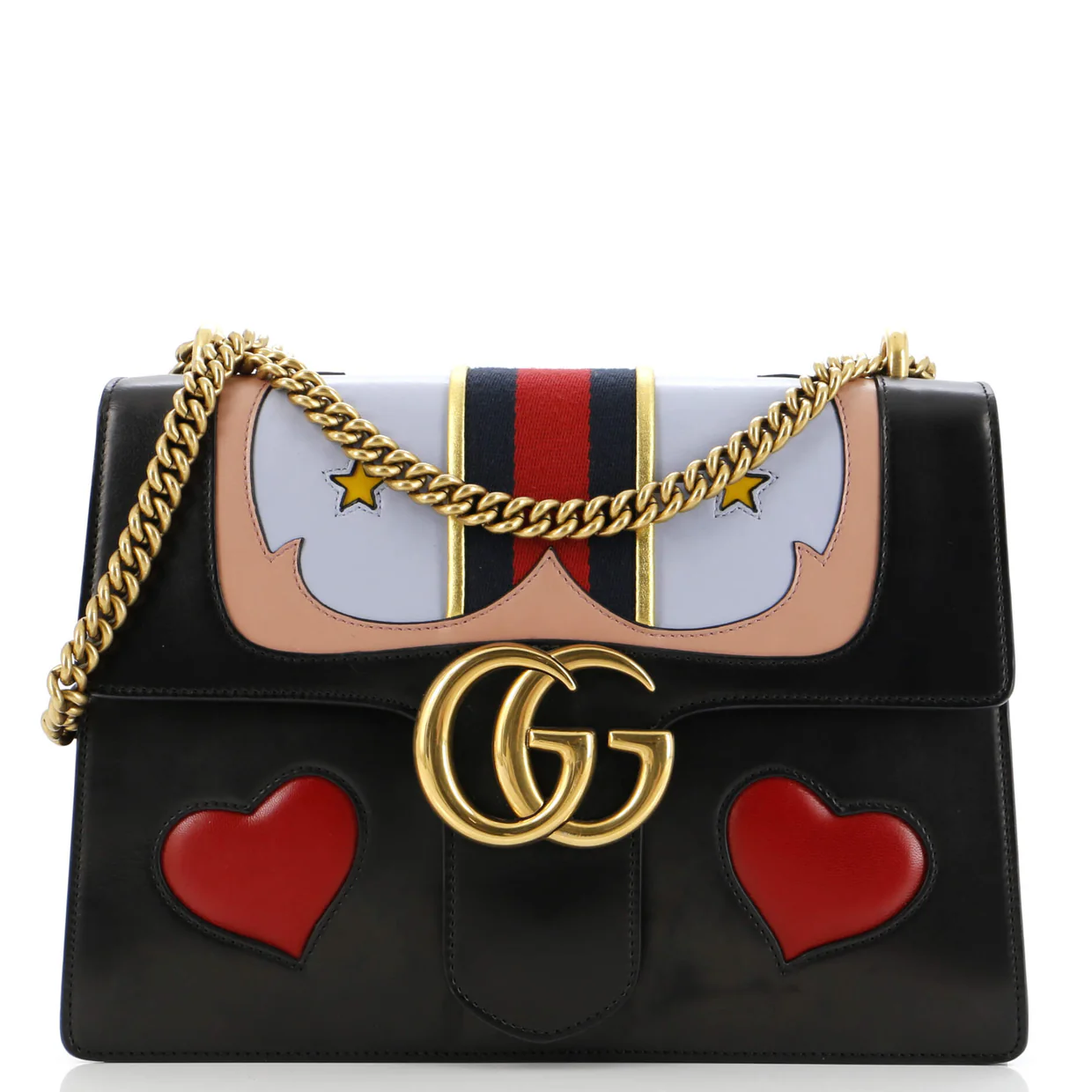 Web Heart GG Marmont Chain Shoulder Bag Leather Medium - Deep Luxury