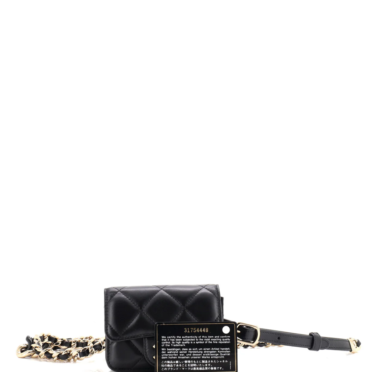 Resin Elegant Chain Flap Belt Bag Quilted Lambskin Mini - Deep Luxury