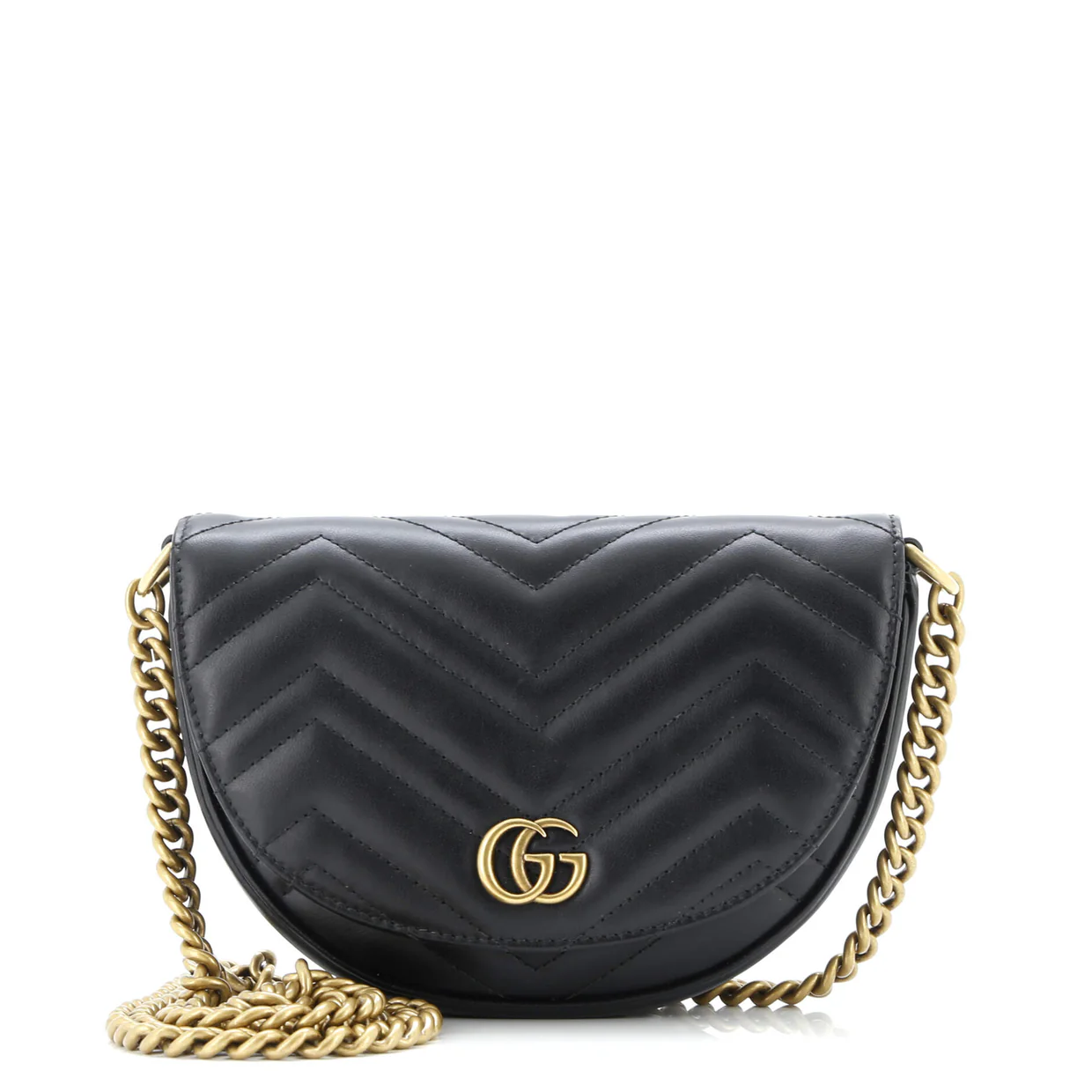 GG Marmont Half Moon Flap Crossbody Bag Matelasse Leather Mini - Deep Luxury