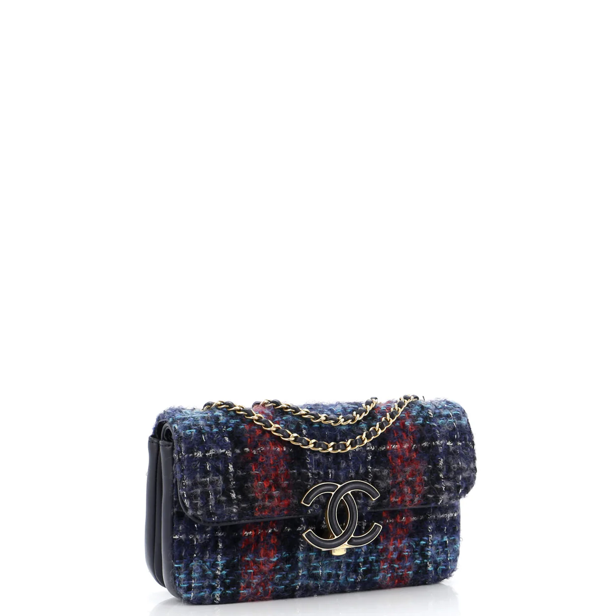 CC Chic Double Flap Bag Quilted Tweed Small - Deep Luxury