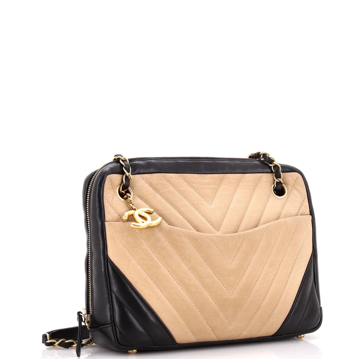 CC Charm Camera Bag Chevron Lambskin Medium - Deep Luxury