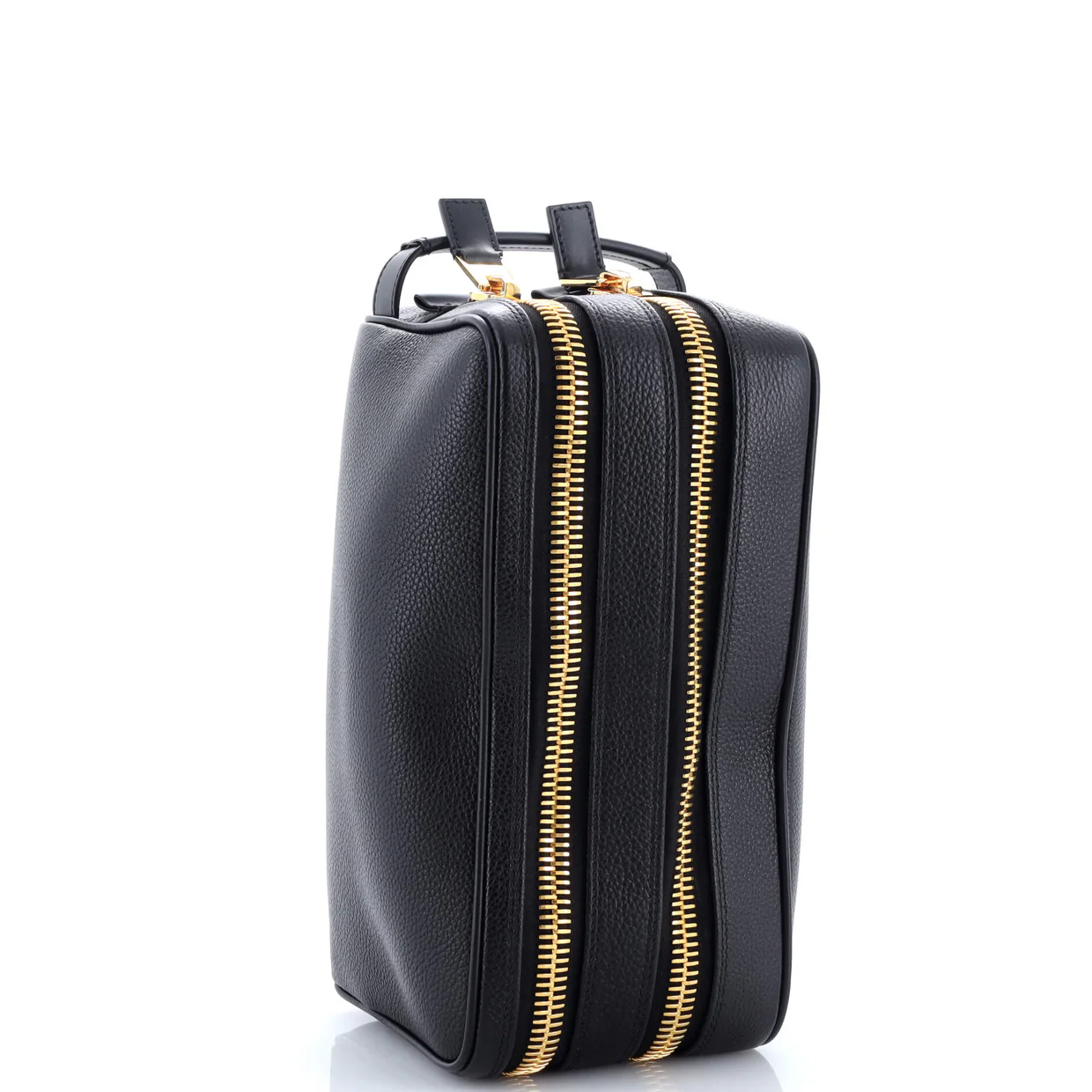 Double Zip Toiletry Bag Leather - Deep Luxury