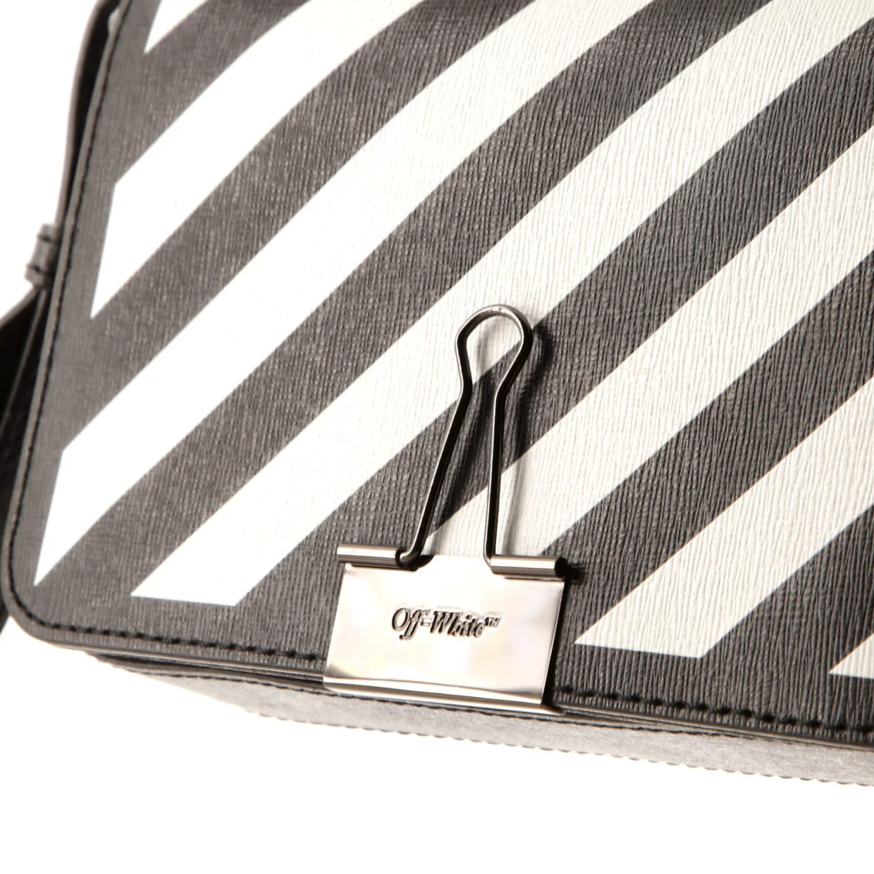 Binder Clip Flap Bag Striped Leather Mini - Deep Luxury