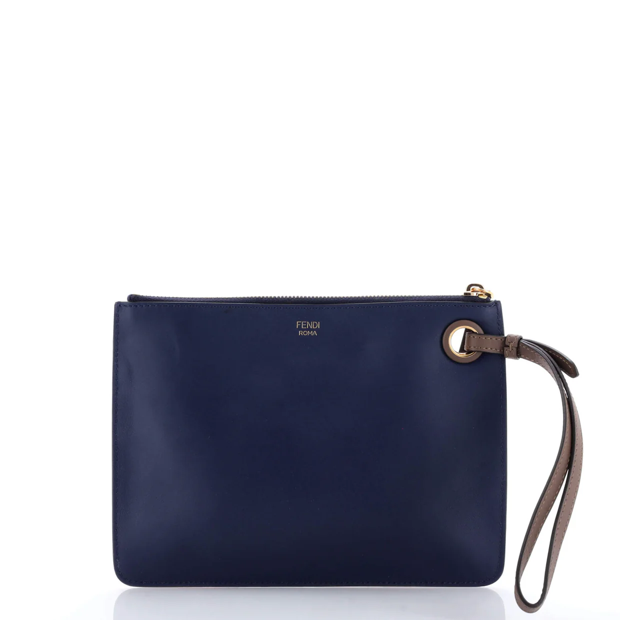 Mania Logo Zip Pouch Inlaid Leather Medium - Deep Luxury