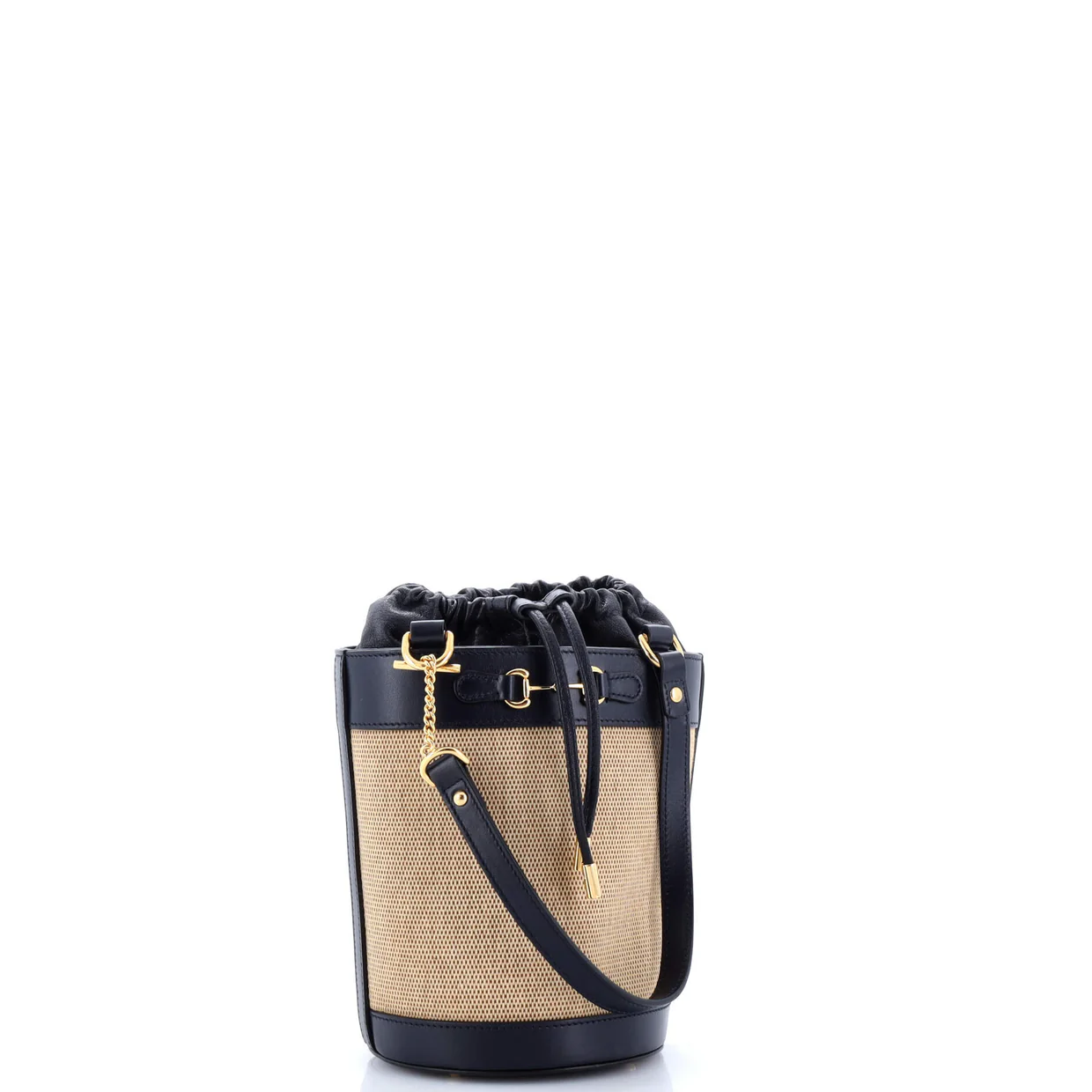 Horsebit 1955 Bucket Bag Leather and Canvas Small - Deep Luxury