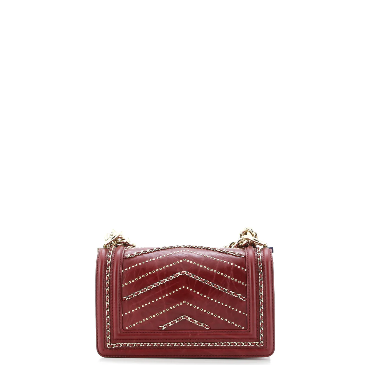 Boy Flap Bag Chevron Embellished Crumpled Calfskin Small - Deep Luxury