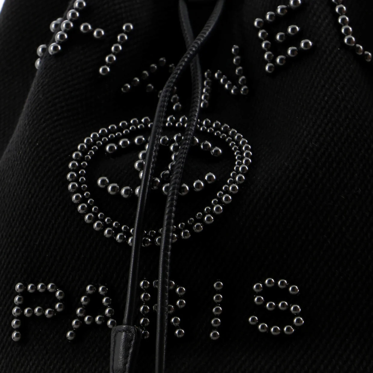 Deauville Drawstring Bucket Bag Pearl Embellished Canvas Small - Deep Luxury