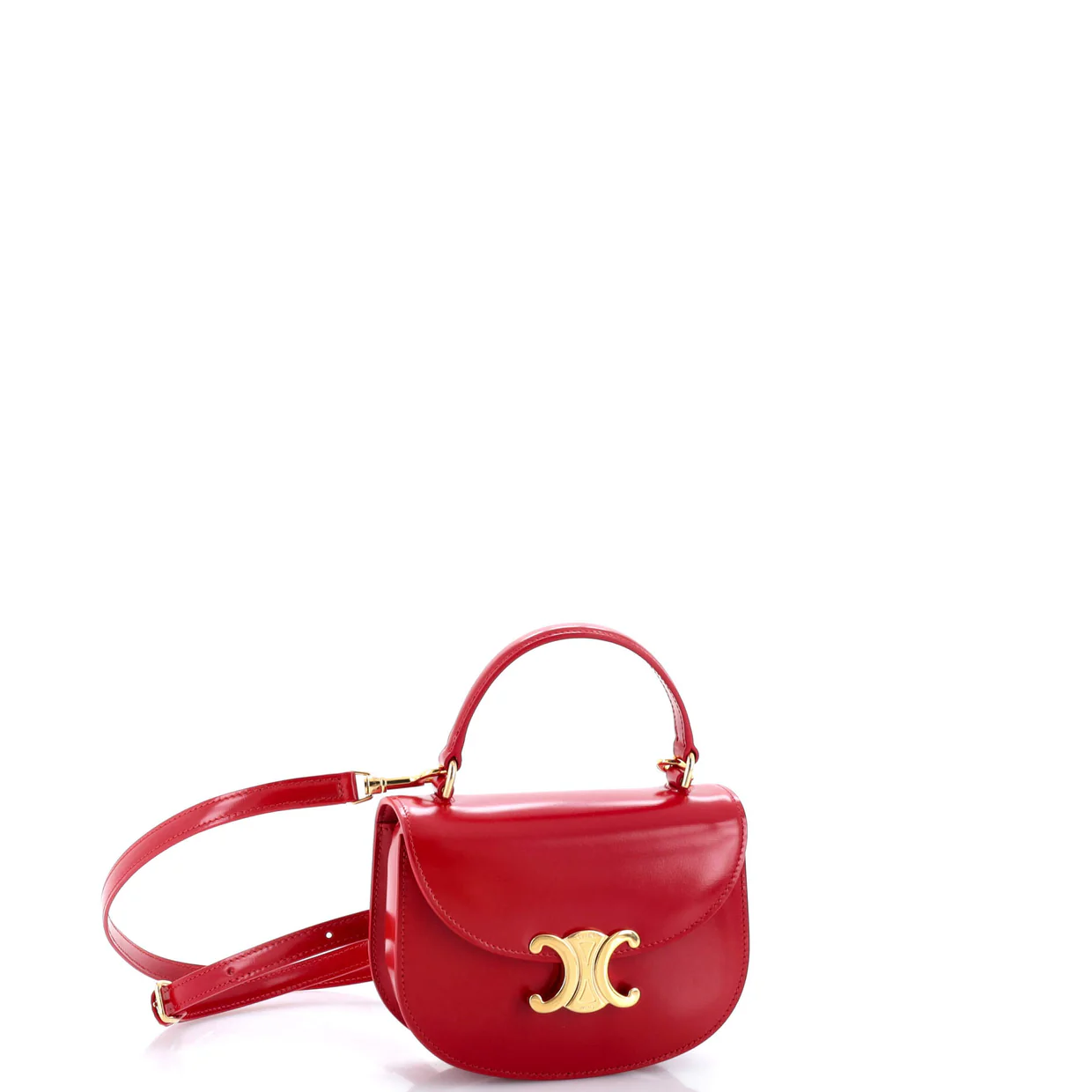 Triomphe Besace Clea Top Handle Flap Bag Leather Mini - Deep Luxury