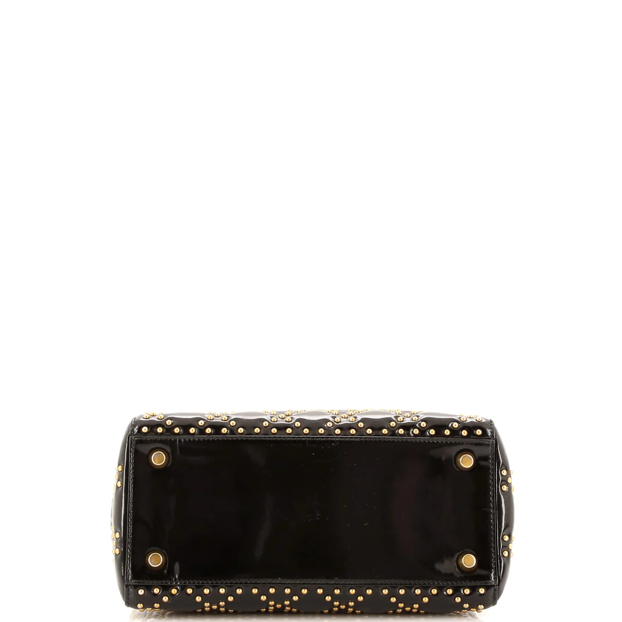 Supple Lady Dior Bag Cannage Studded Patent Medium - Deep Luxury