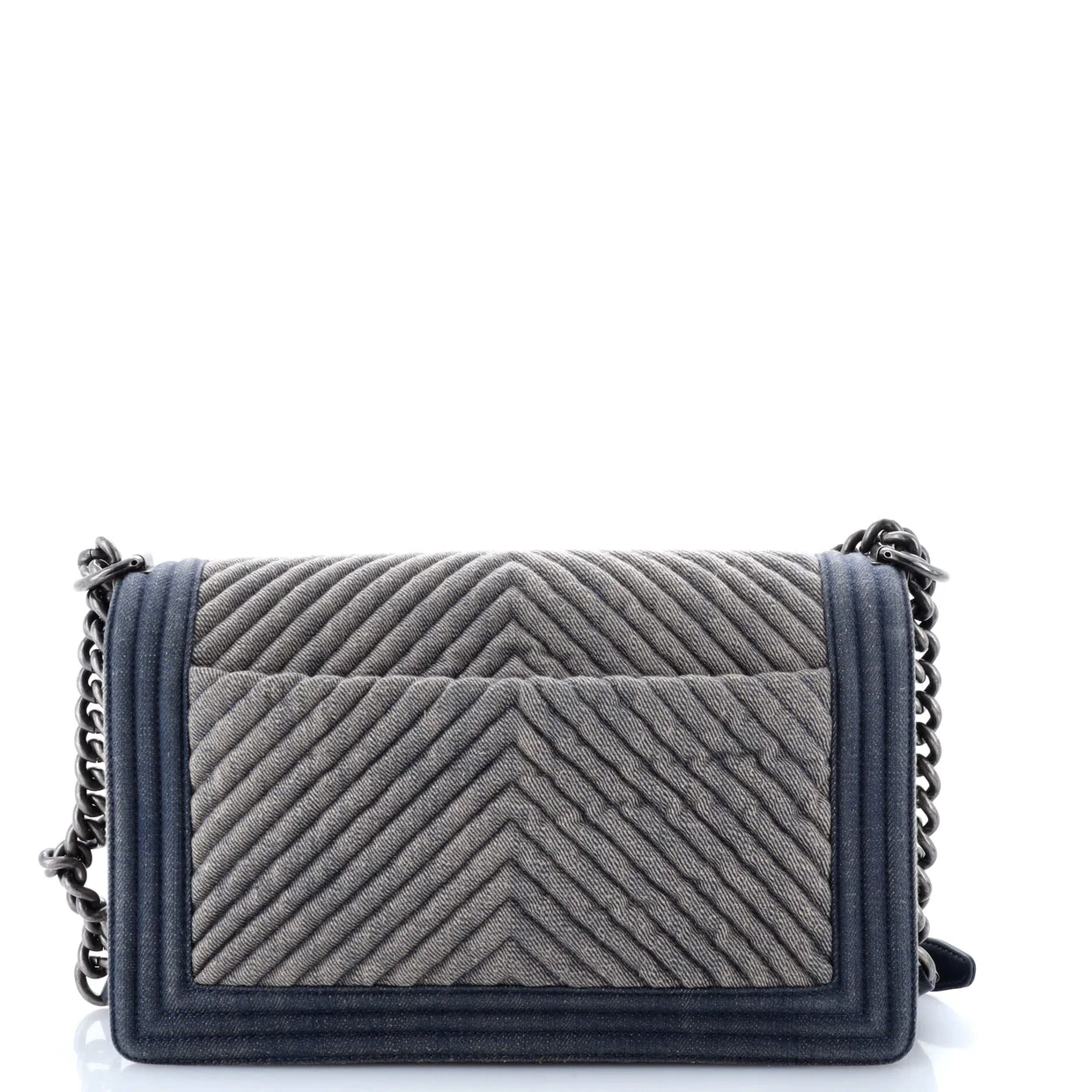 Boy Flap Bag Chevron Denim New Medium - Deep Luxury