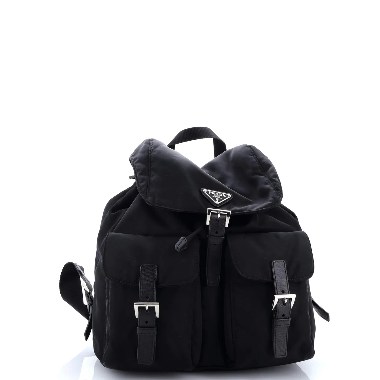 Vela Double Front Pocket Backpack Tessuto with Saffiano Leather Small - Deep Luxury