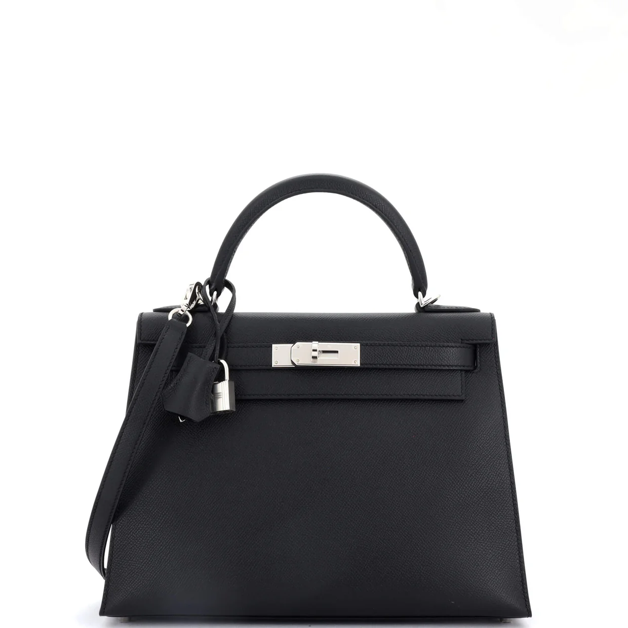 Kelly Handbag Noir Epsom with Palladium Hardware 28 - Deep Luxury