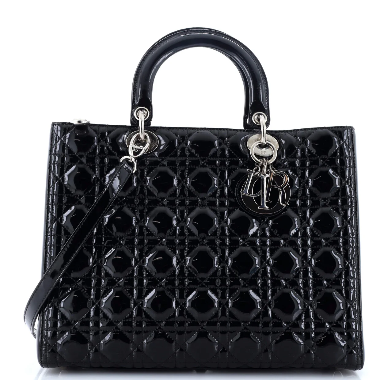 Vintage Lady Dior Bag Cannage Quilt Patent Large - Deep Luxury