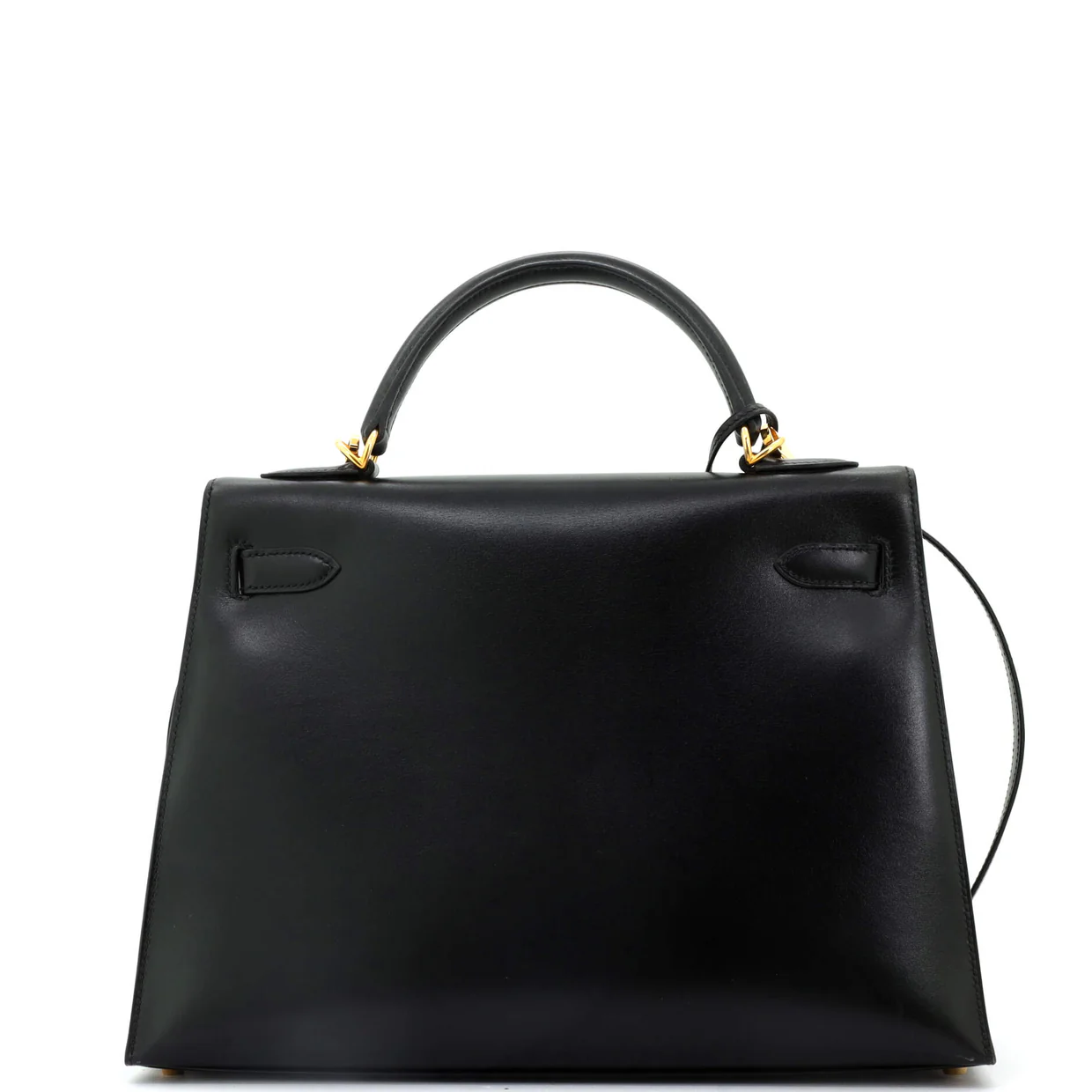 Kelly Handbag Noir Box Calf with Gold Hardware 32 - Deep Luxury