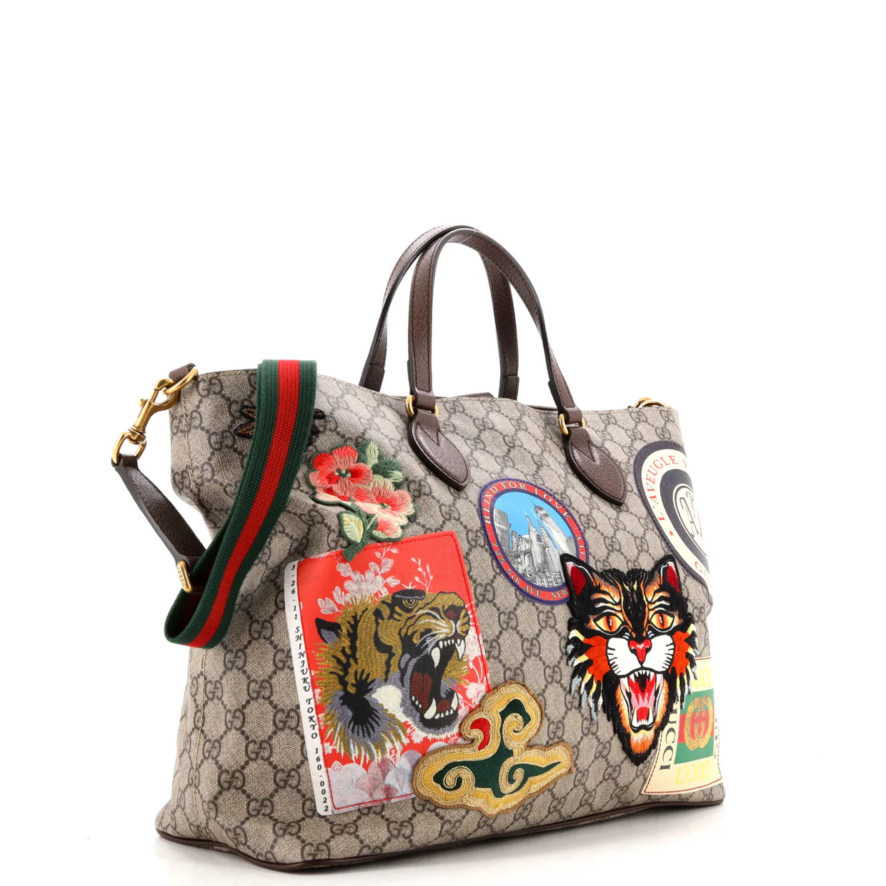 Courrier Convertible Soft Open Tote GG Coated Canvas with Applique Large - Deep Luxury