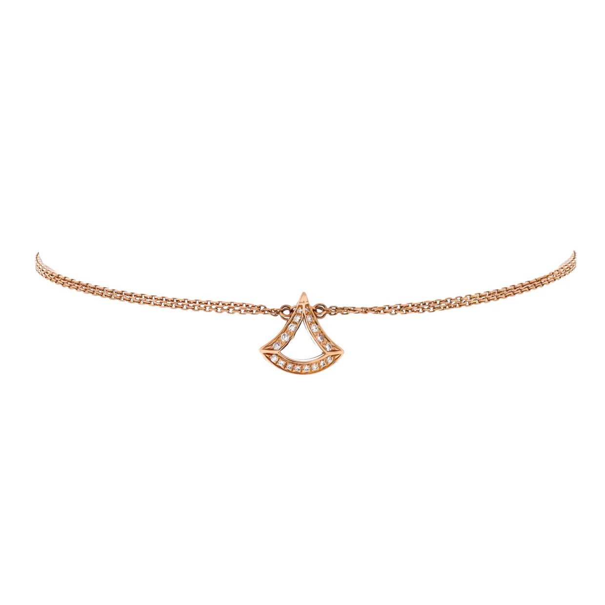 Divas' Dream Open Bracelet Necklace 18K Rose Gold and Diamonds - Deep Luxury
