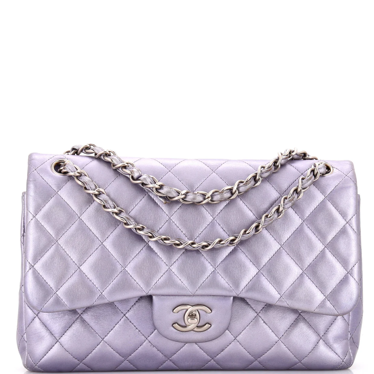 Classic Double Flap Bag Quilted Iridescent Lambskin Jumbo - Deep Luxury