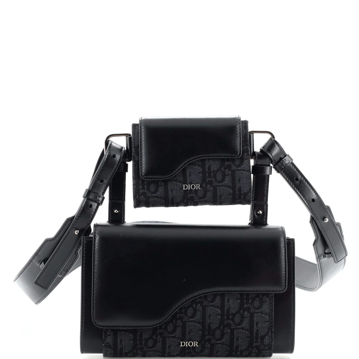 Elite Shoulder Pouch Oblique Canvas and Calfskin - Deep Luxury