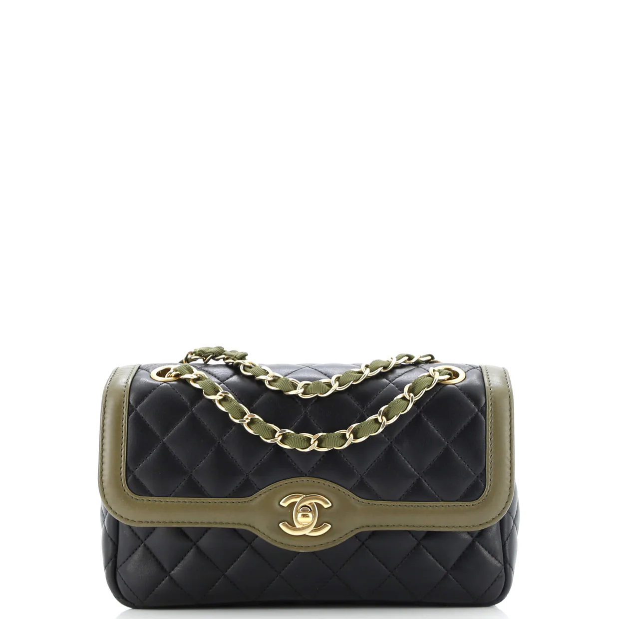 Two Tone Flap Bag Quilted Lambskin Small - Deep Luxury
