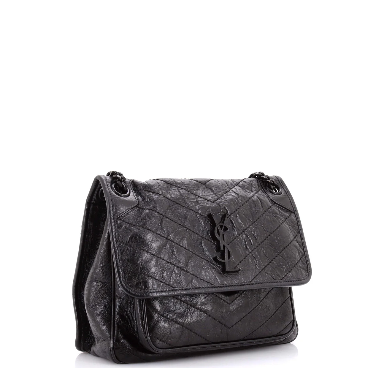 Niki Chain Flap Bag Matelasse Chevron Leather Medium - Deep Luxury