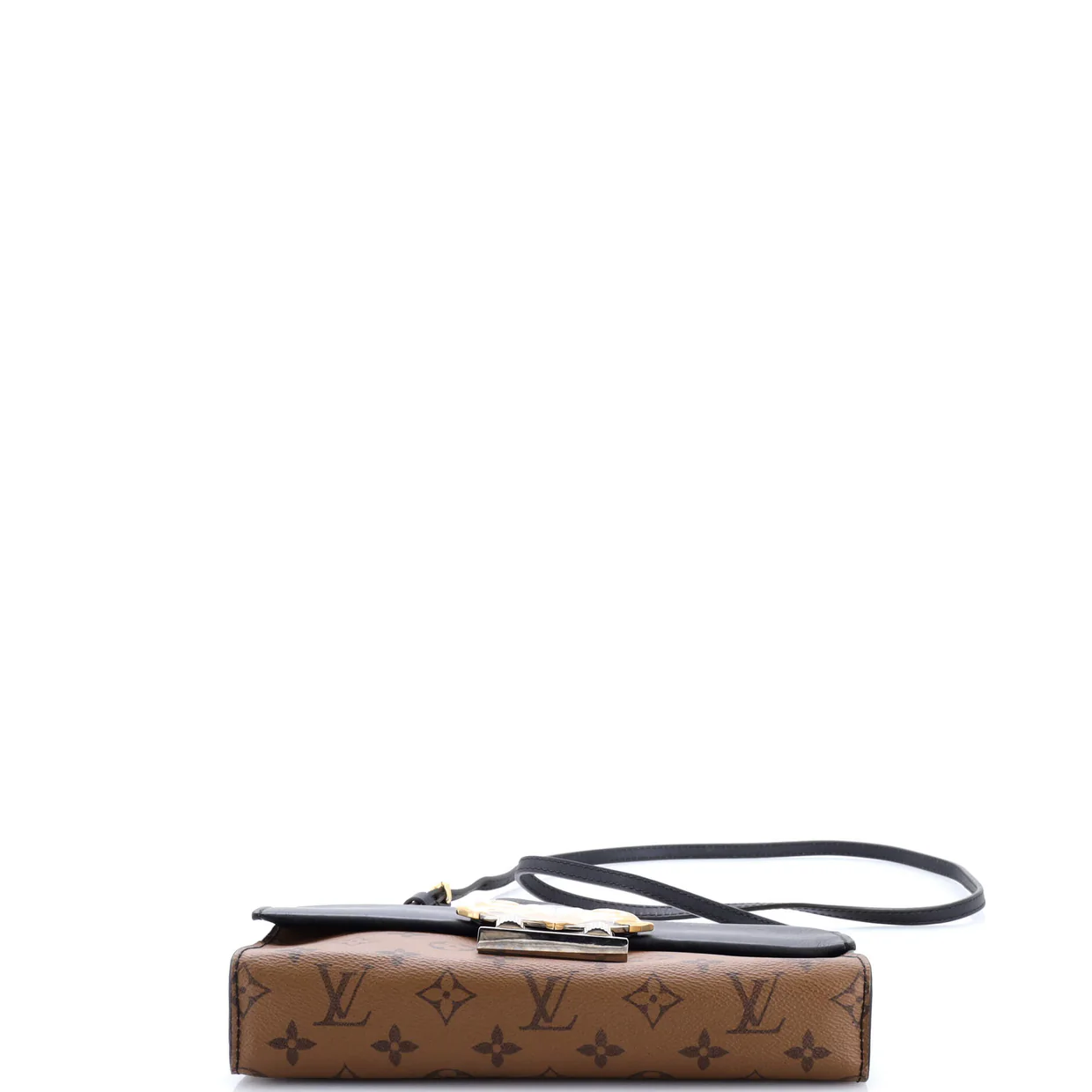 Column Clutch Reverse Monogram Canvas with Calfskin - Deep Luxury