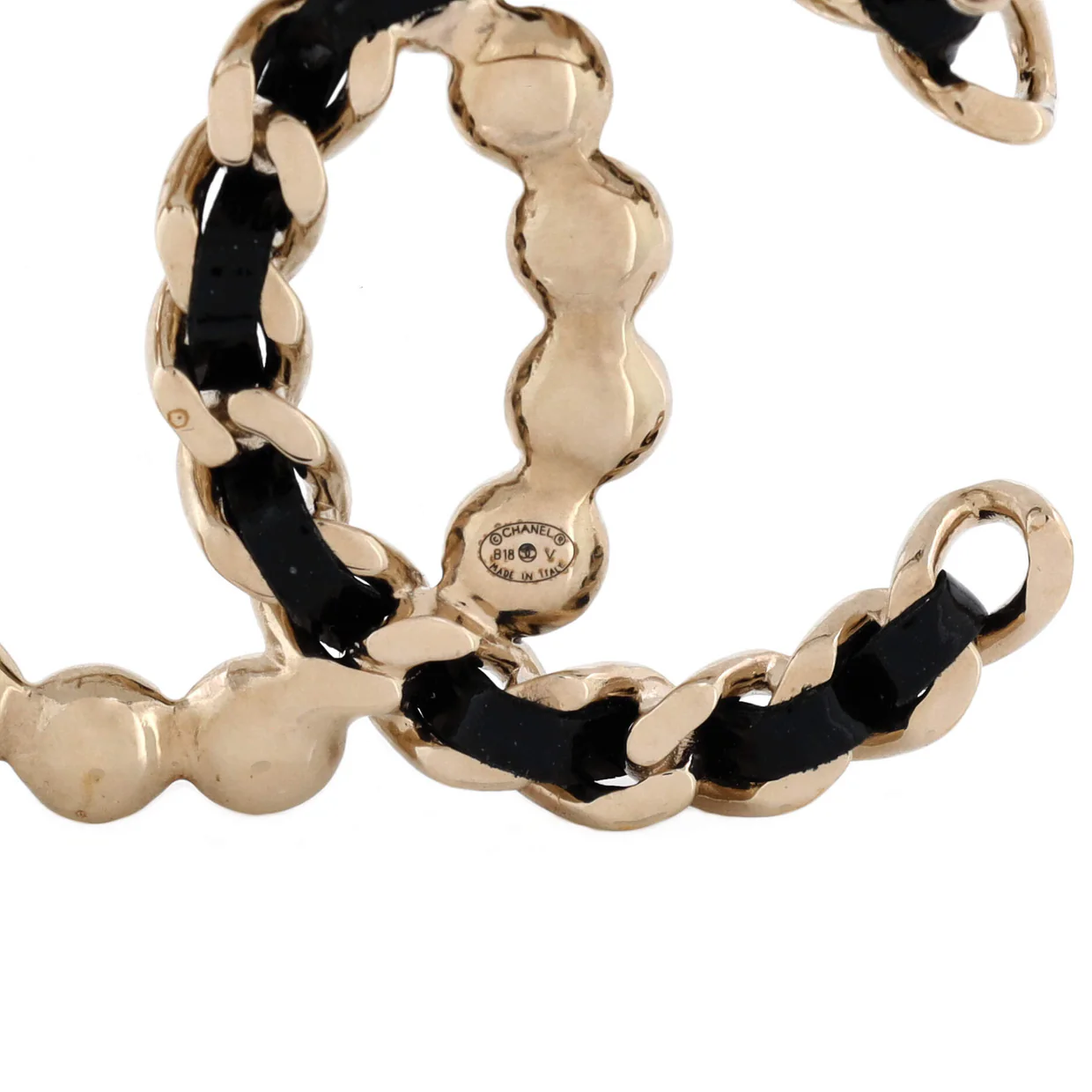 CC Chain Brooch Metal and Leather with Faux Pearls - Deep Luxury