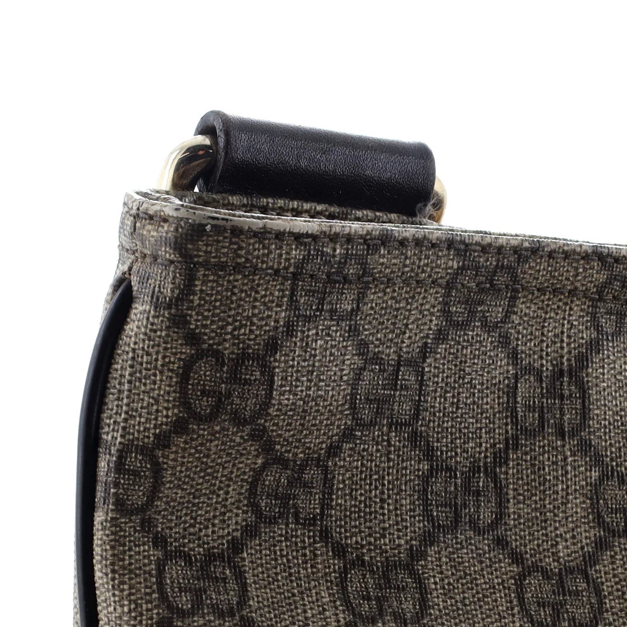 Zip Top Messenger Bag GG Coated Canvas Large - Deep Luxury