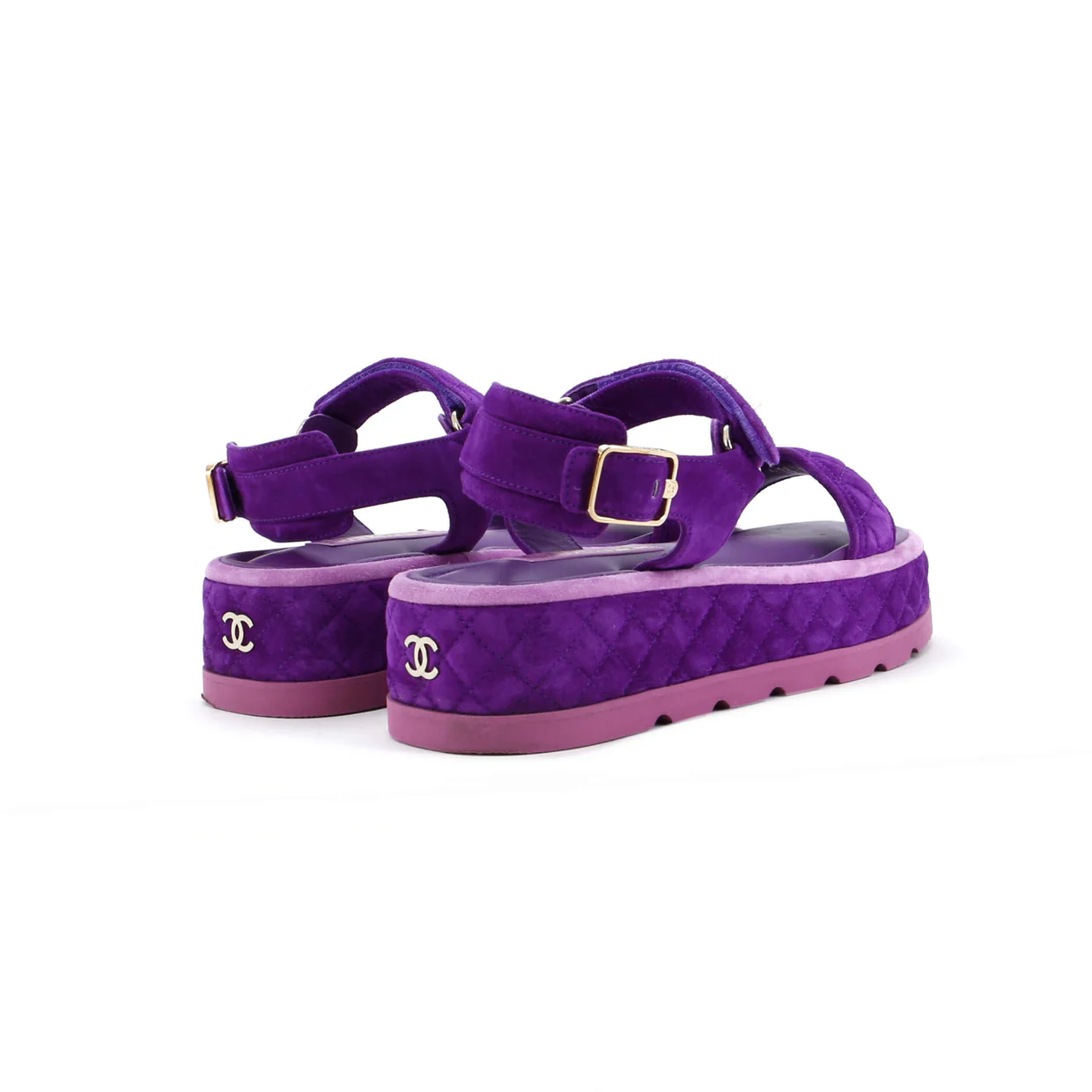 Women's Velcro Platform Sandals Quilted Suede - Deep Luxury