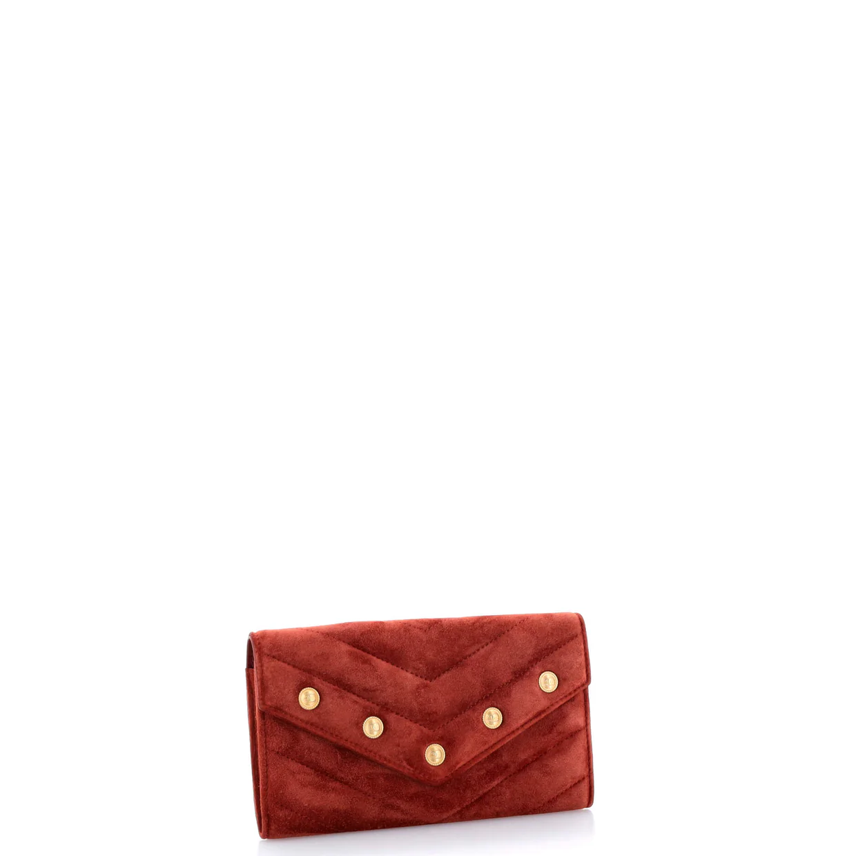Paris-Hamburg CC Button Flap Wallet Chevron Suede Long - Deep Luxury