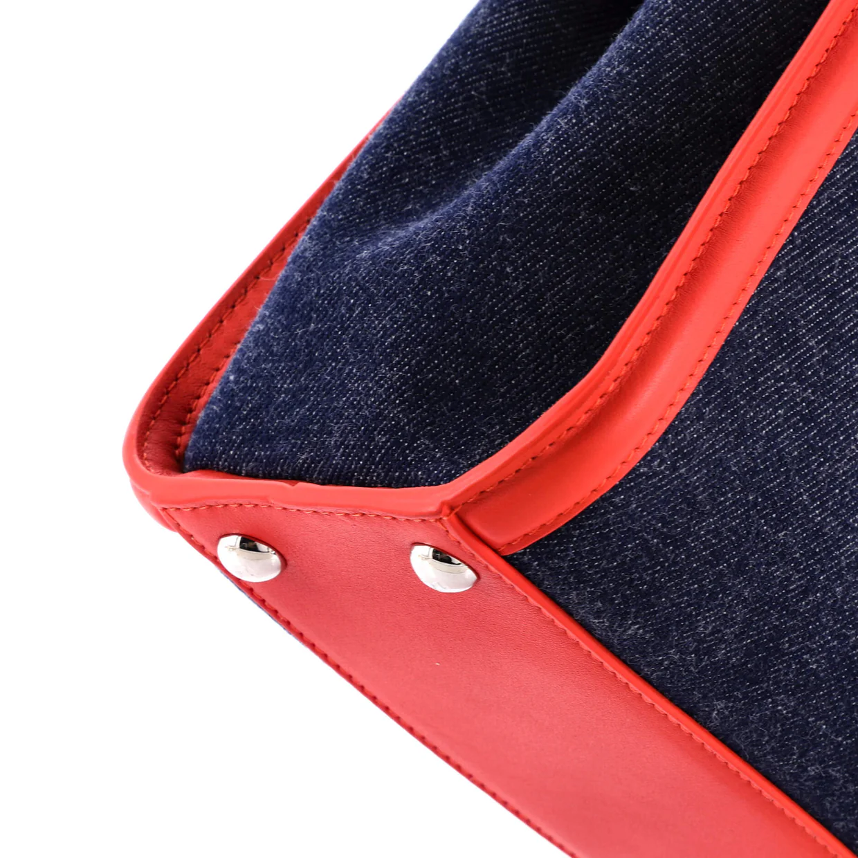 Peekaboo Bag Denim with FF Leather Applique Mini - Deep Luxury