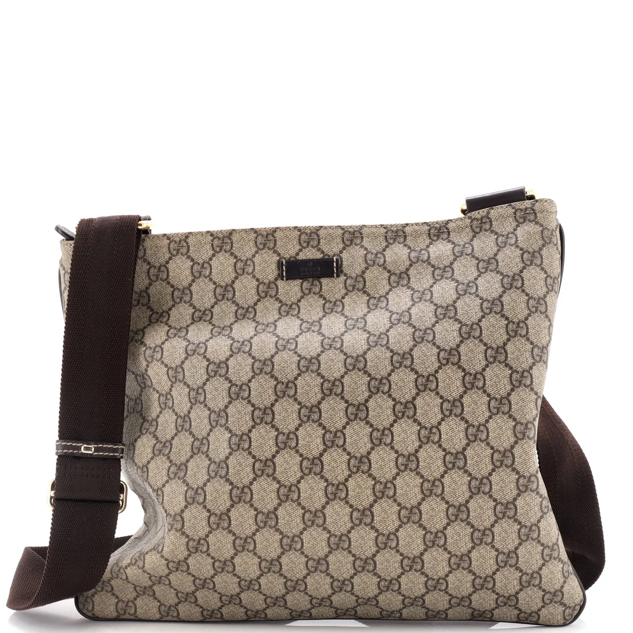 Zip Top Messenger Bag GG Coated Canvas Large - Deep Luxury