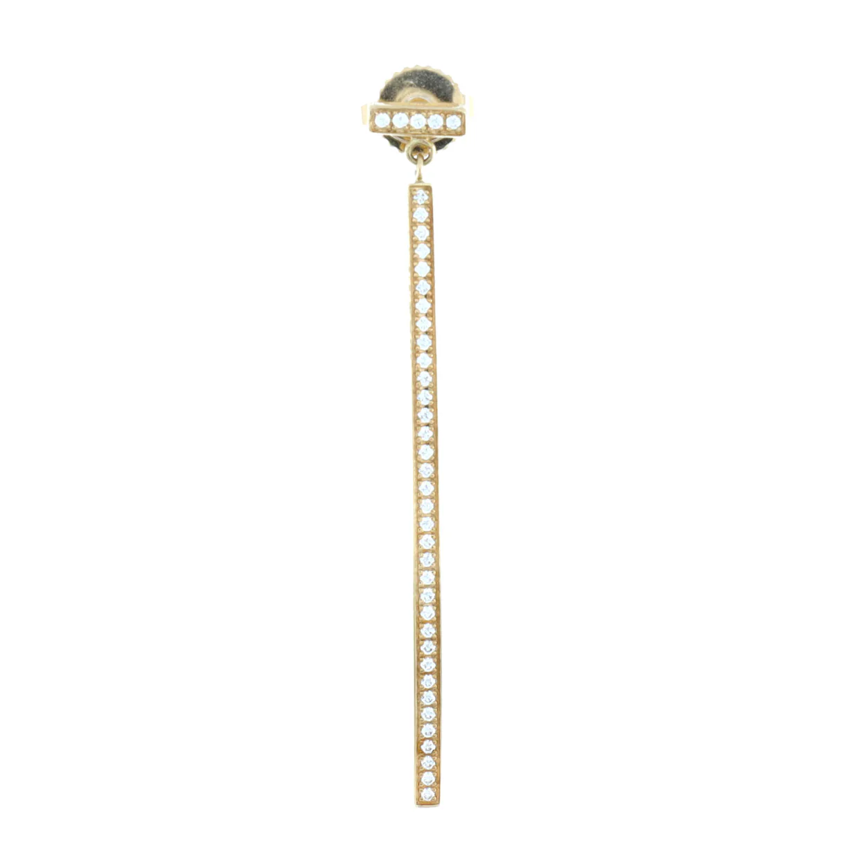 T Wire Bar Earrings 18K Yellow Gold with Diamonds - Deep Luxury