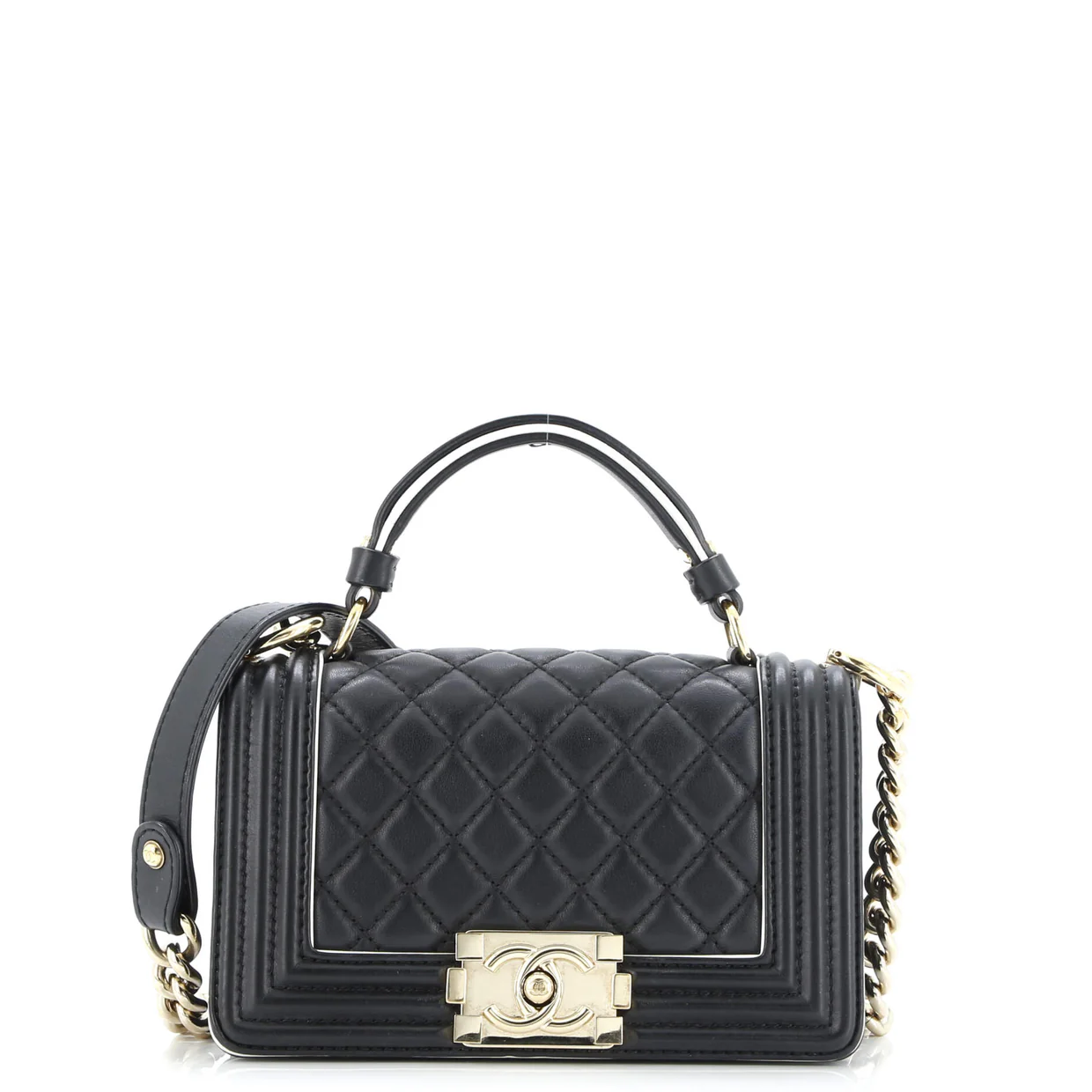 Flat Handle Boy Flap Bag Quilted Lambskin Small - Deep Luxury