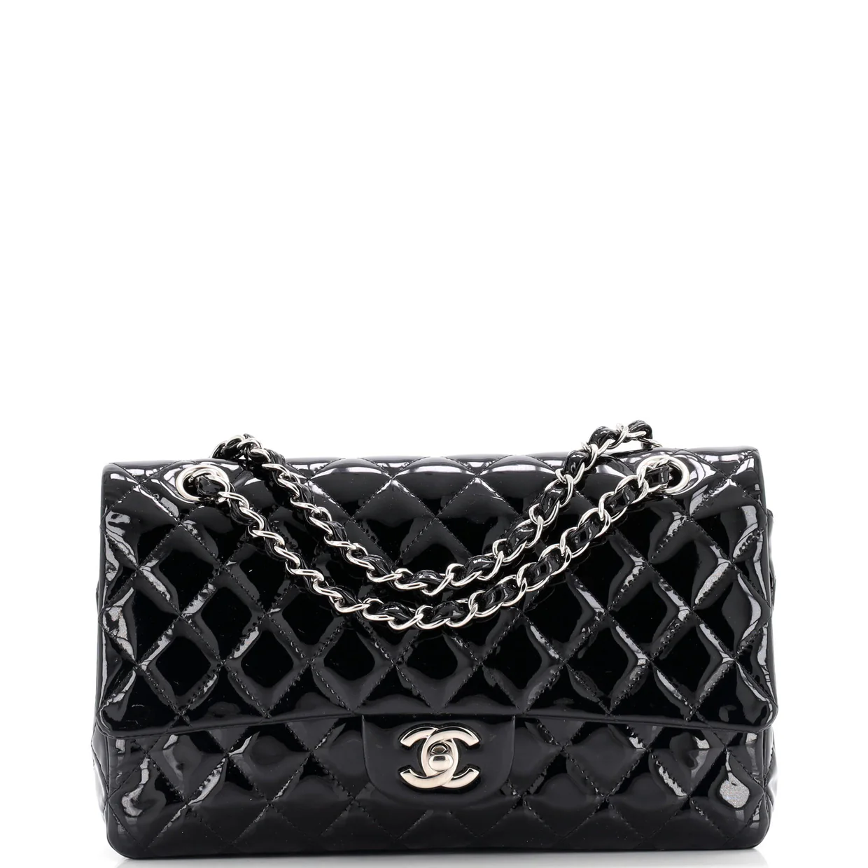 Classic Double Flap Bag Quilted Patent Medium - Deep Luxury