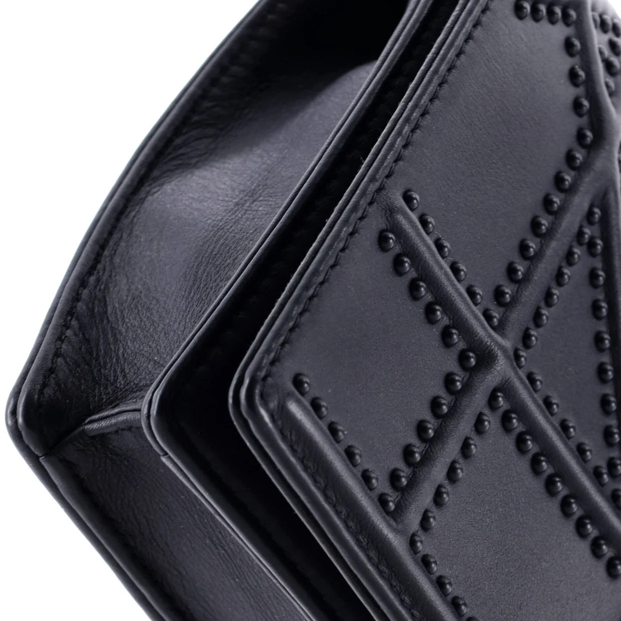 Diorama Wallet on Chain Studded Leather - Deep Luxury