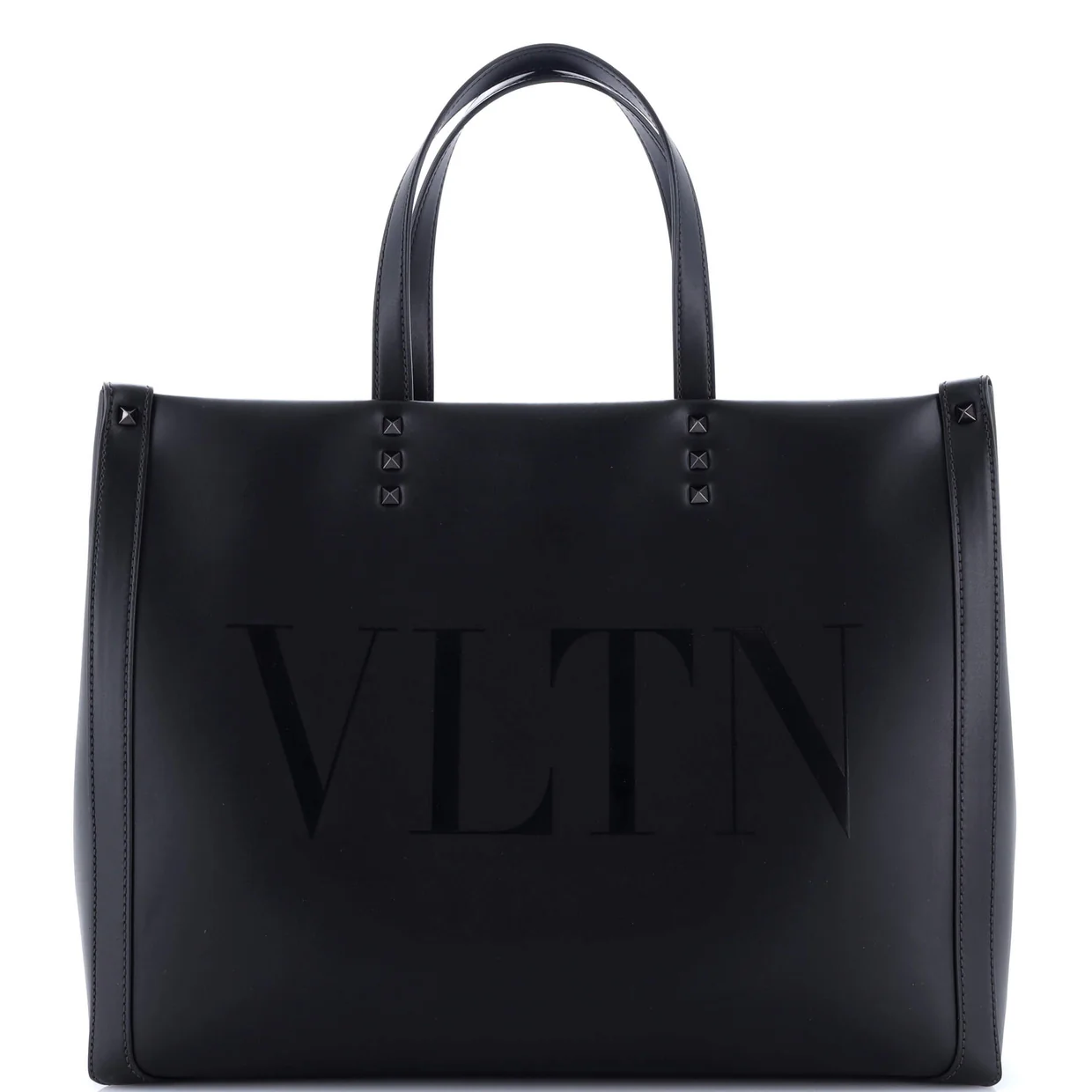 VLTN Rockstud Shopping Tote Embroidered Leather Large - Deep Luxury