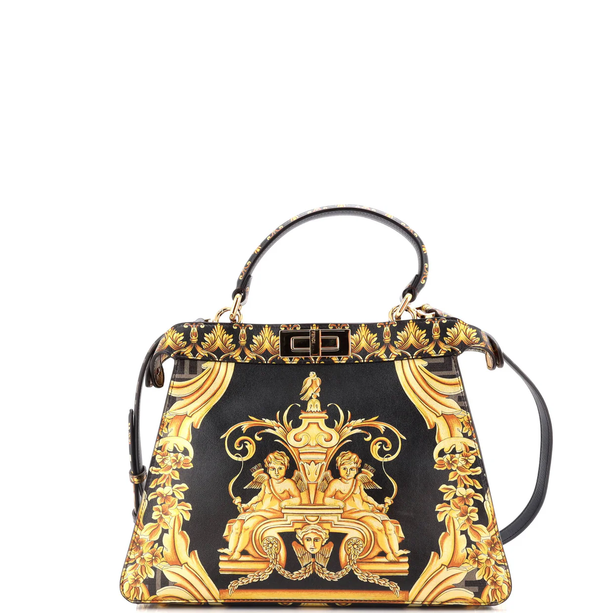 x Versace Fendace ISeeU Peekaboo Bag Printed Laminated Leather Medium - Deep Luxury