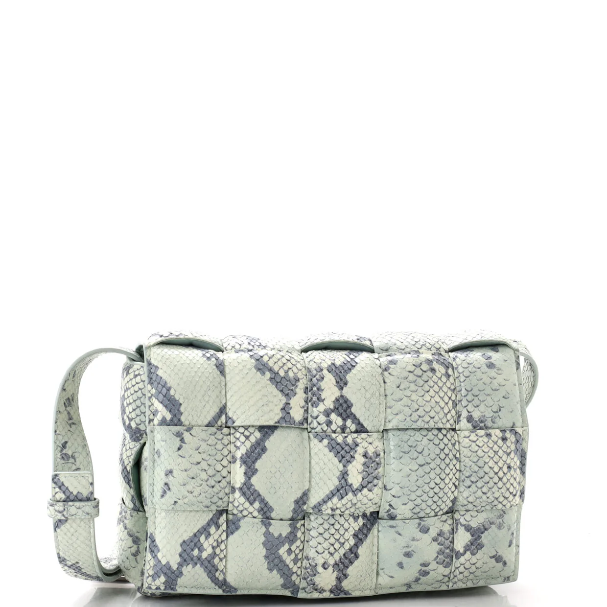 Cassette Crossbody Bag Padded Maxi Intrecciato Python Embossed Leather - Deep Luxury