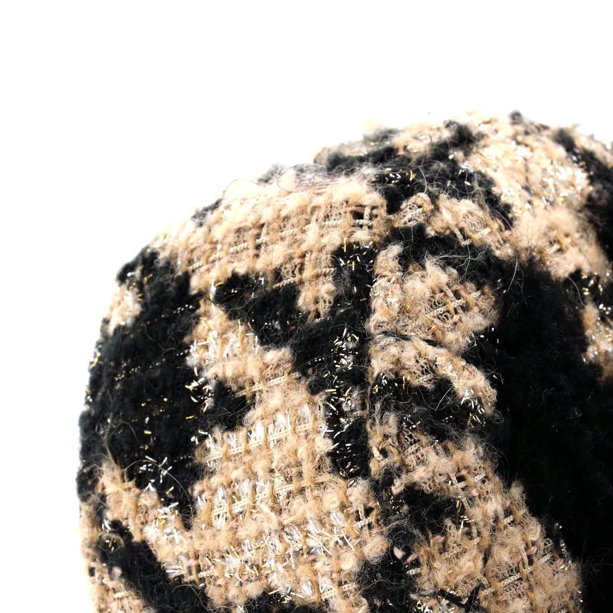 Round Clutch with Chain and Coin Purse Quilted Tweed with Shearling - Deep Luxury