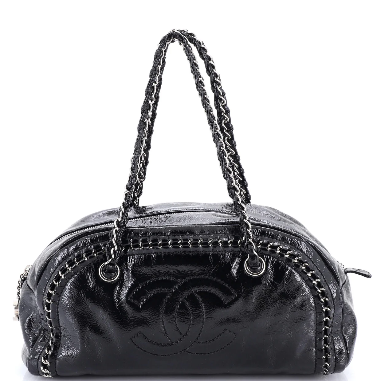 Luxe Ligne Bowler Bag Patent Medium - Deep Luxury