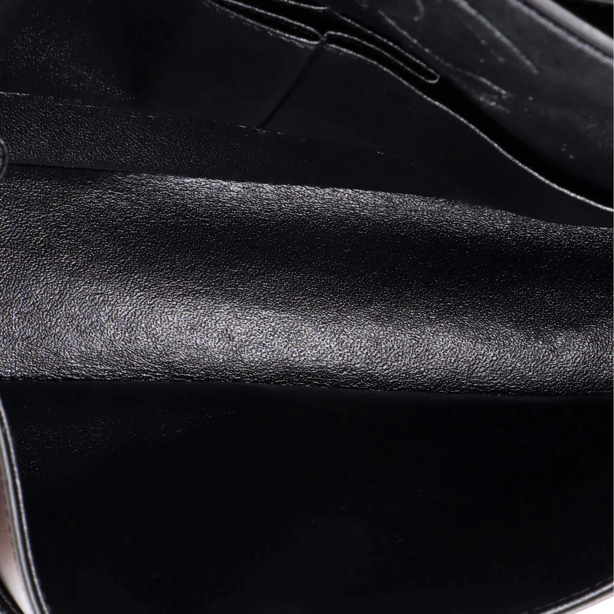 So Black Classic Double Flap Bag Chevron Crinkled Patent Medium - Deep Luxury