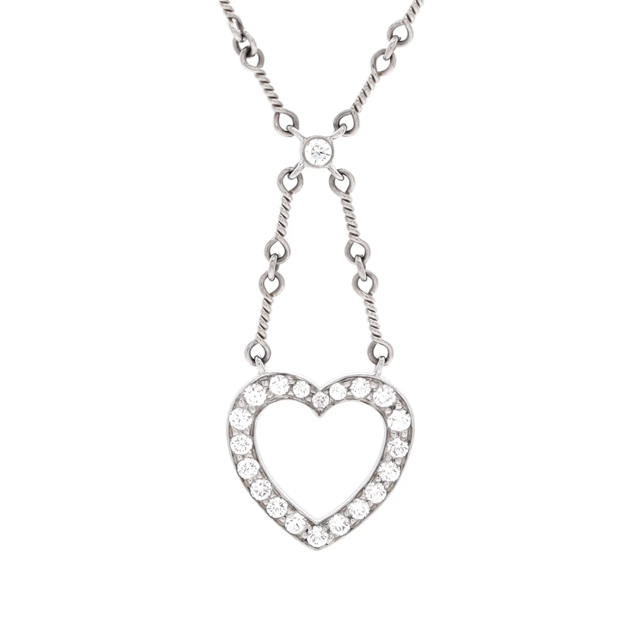 Open Heart Pendant Necklace Platinum and Diamonds - Deep Luxury