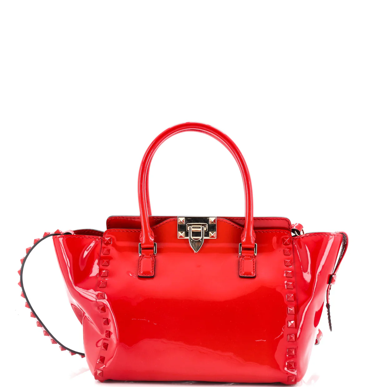 Rockstud Tote Rigid Patent Small - Deep Luxury