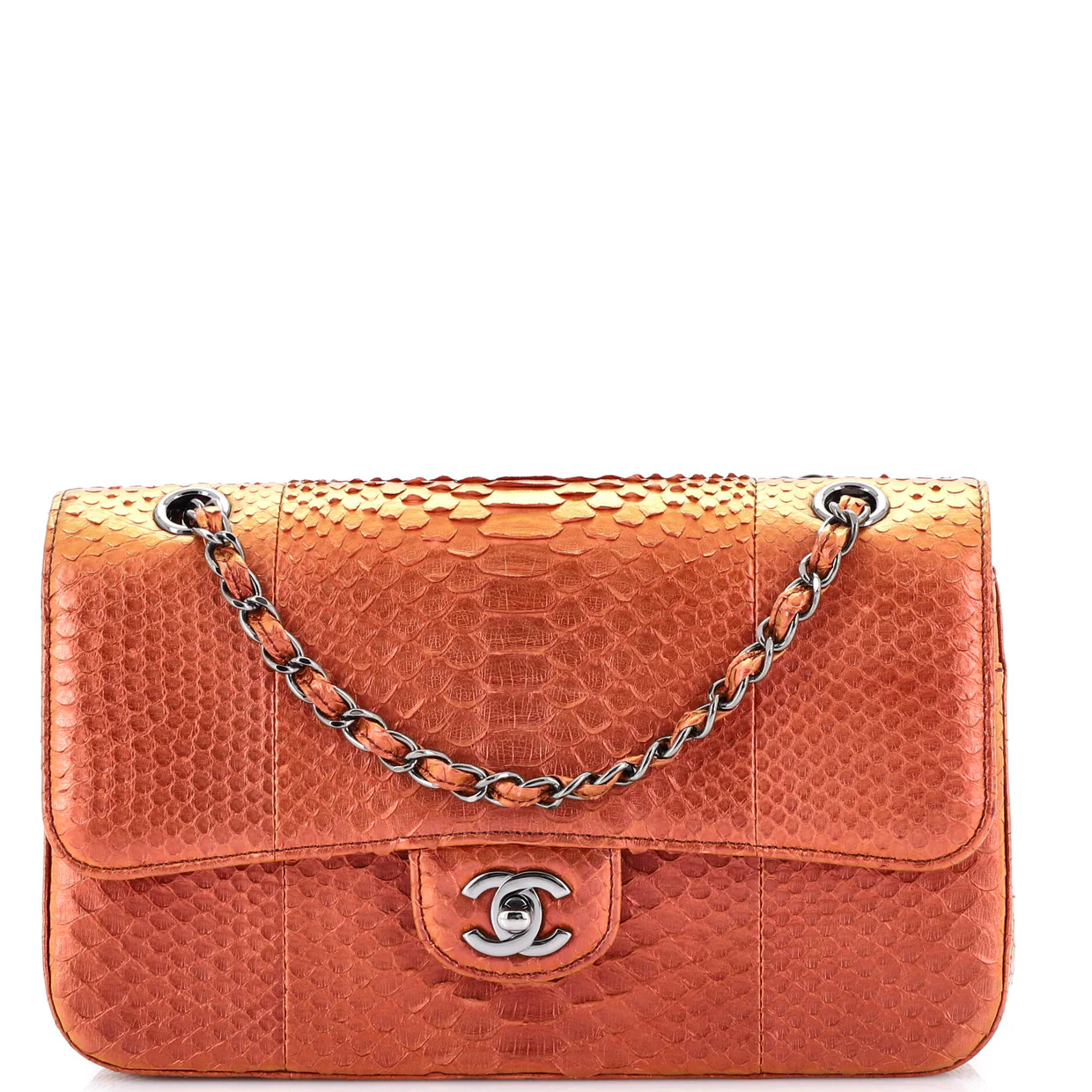 Classic Double Flap Bag Python Medium - Deep Luxury