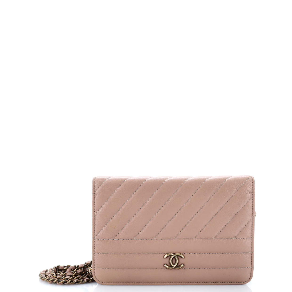 Wallet on Chain Diagonal Quilted Goatskin - Deep Luxury