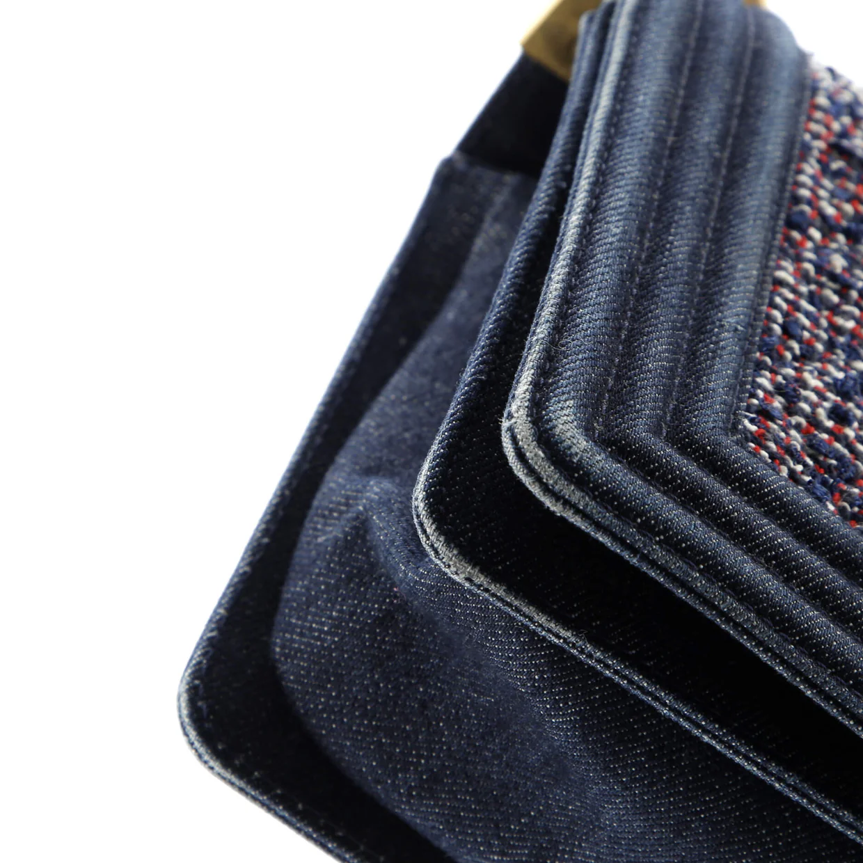 Boy Flap Bag Quilted Tweed With Denim Old Medium - Deep Luxury